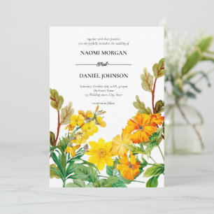 Yellow Greenery Colorful Wildflowers  Invitation