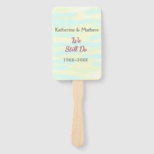 Yellow greenpastel Vow renewal anniversary waterco Hand Fan