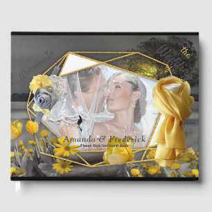Yellow & Grey 2021 color 'Wedding' Sunset décor Guest Book