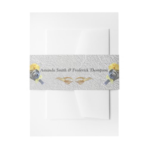 Yellow  Grey 2021 color Wedding Sunset dcor Invitation Belly Band