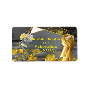 Yellow & Grey 2021 color 'Wedding' Sunset décor Label