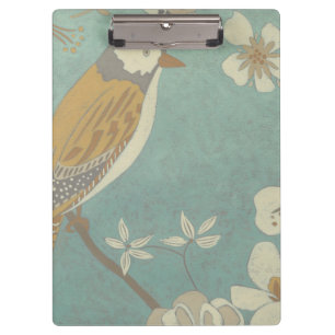 Yellow, Grey and Beige Bird Perched on a Branch Clipboard