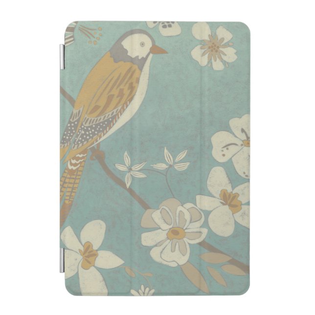Yellow, Grey and Beige Bird Perched on a Branch iPad Mini Cover (Front)
