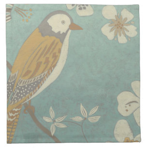 Yellow, Grey and Beige Bird Perched on a Branch Napkin