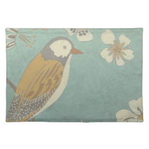 Yellow, Grey and Beige Bird Perched on a Branch Placemat