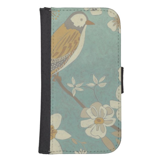 Yellow, Grey and Beige Bird Perched on a Branch Samsung Galaxy Wallet Case (Front)