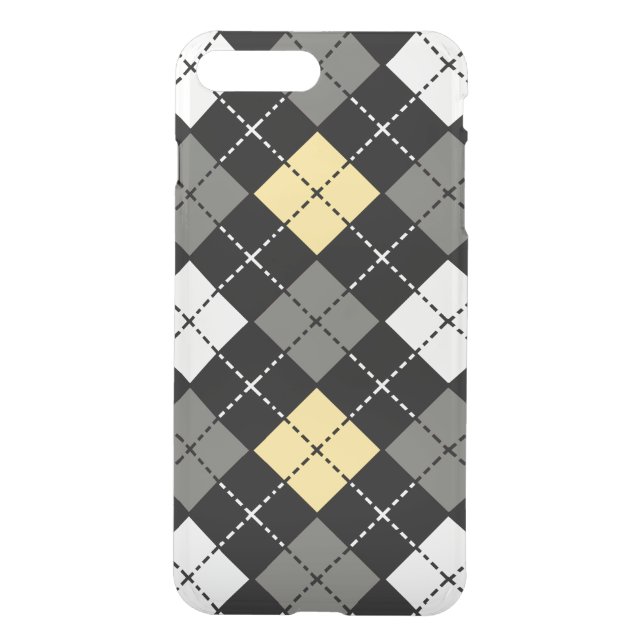 Yellow Grey and White Argyle Pattern Uncommon iPhone Case (Back)