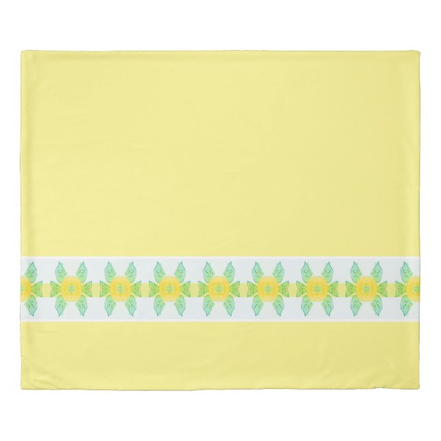 Yellow Grey and White Reversible Duvet Cover (Front)