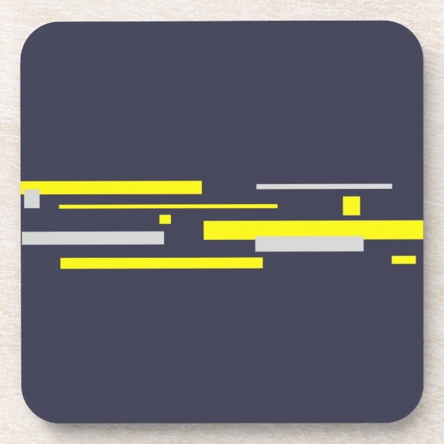 Yellow Grey Blocks Abstract Art Beverage Coaster (Front)