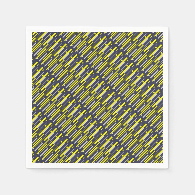Yellow Grey Blocks Abstract Art Napkins (Front)