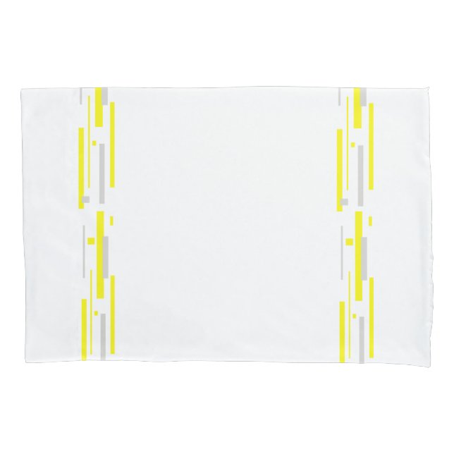 Yellow Grey Blocks Abstract Art Pillow Case (Front)