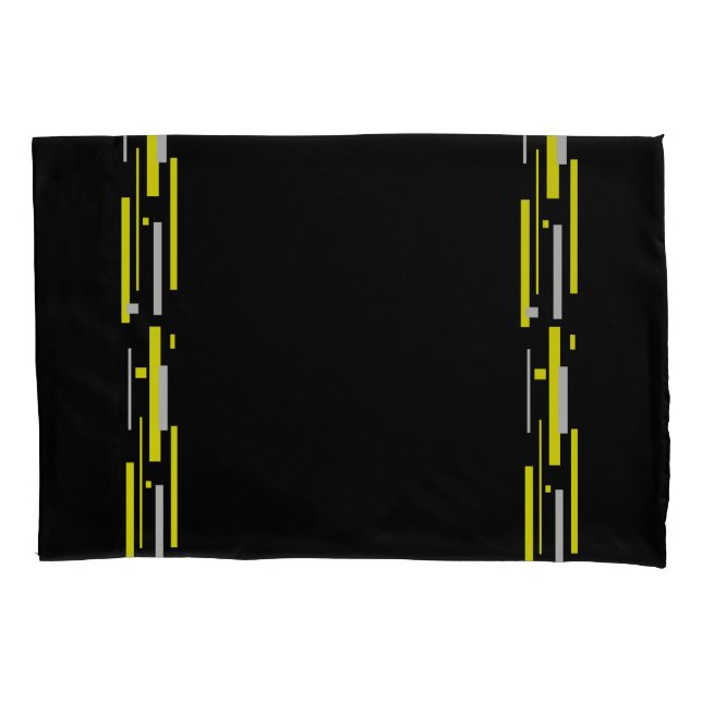 Yellow Grey Blocks Abstract Art Pillow Case (Front)