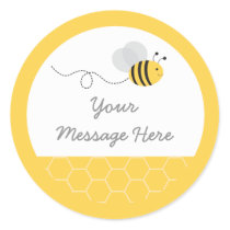 Yellow & Grey Bumble Bee Baby Shower Classic Round Sticker