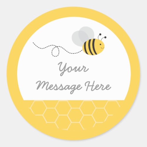 Yellow  Grey Bumble Bee Baby Shower Classic Round Sticker