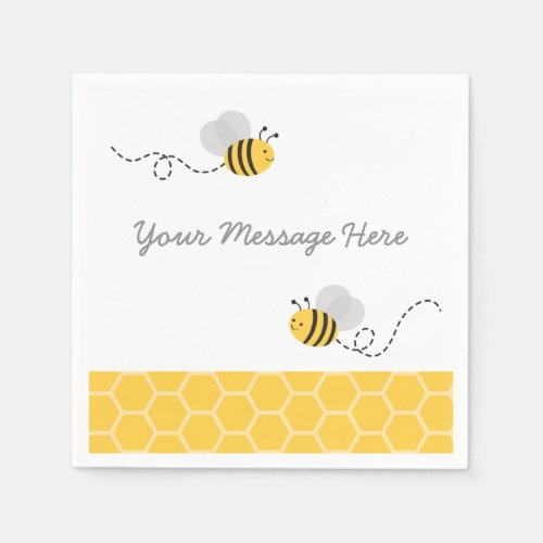 Yellow  Grey Bumble Bee Baby Shower Napkins