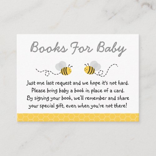 Yellow  Grey Bumble Bee Book Request Cards