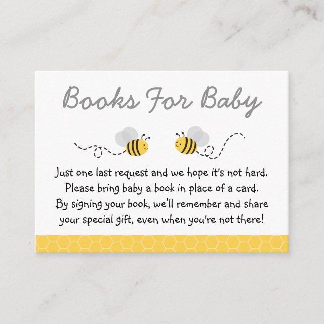 Yellow & Grey Bumble Bee Book Request Cards (Front)