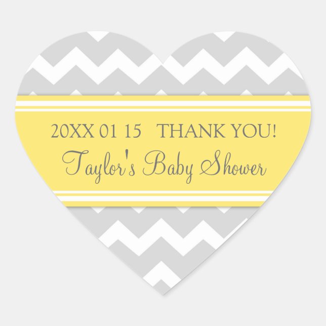 Yellow Grey Chevron Baby Shower Favor Stickers (Front)