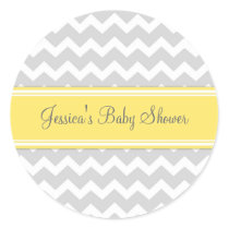 Yellow Grey Chevron Baby Shower Favor Stickers