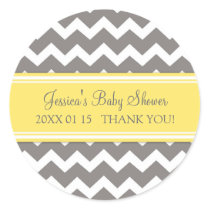 Yellow Grey Chevron Baby Shower Favor Stickers