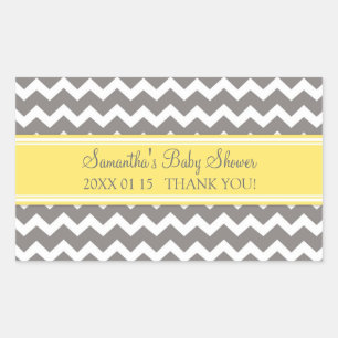 Yellow Grey Chevron Baby Shower Favor Stickers