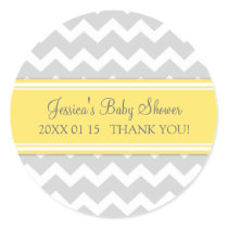 Yellow Grey Chevron Baby Shower Favor Stickers