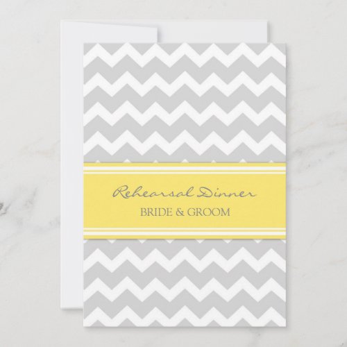 Yellow Grey Chevron Rehearsal Dinner Party Invites