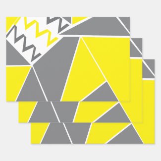 Yellow Grey Chevron Stripe Geometric Pattern