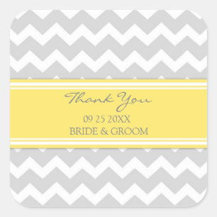 Yellow Grey Chevron Thank You Wedding Favor Tags