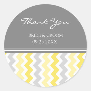 Yellow Grey Chevron Thank You Wedding Favor Tags