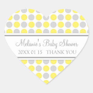 Yellow Grey Dots Baby Shower Favor Stickers
