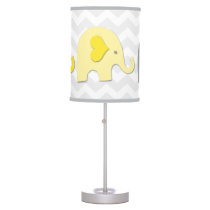 Yellow Grey Elephant Nursery Lamp