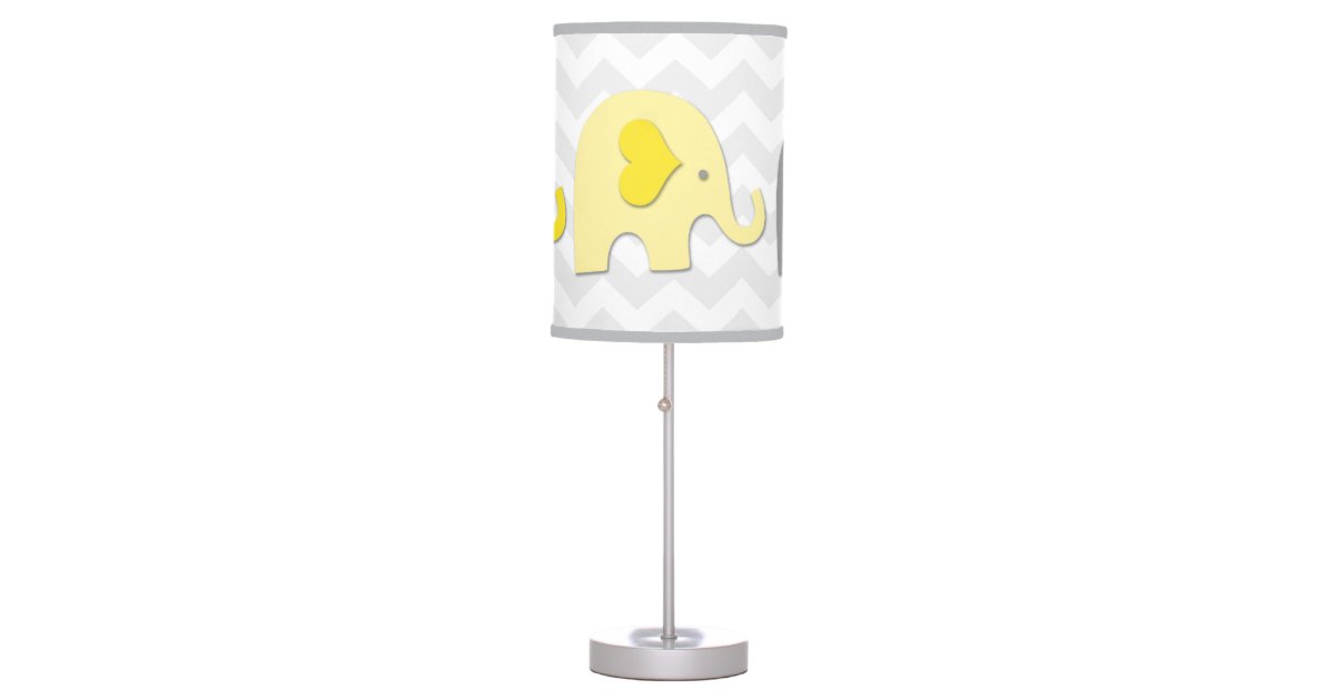 Yellow Grey Elephant Nursery Lamp
