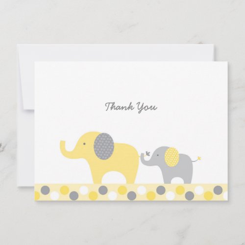 Yellow  Grey Elephant Thank You Cards