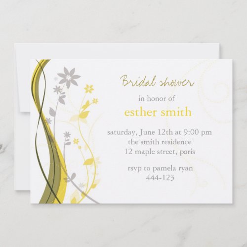 Yellow &amp; grey floral charm invitation
