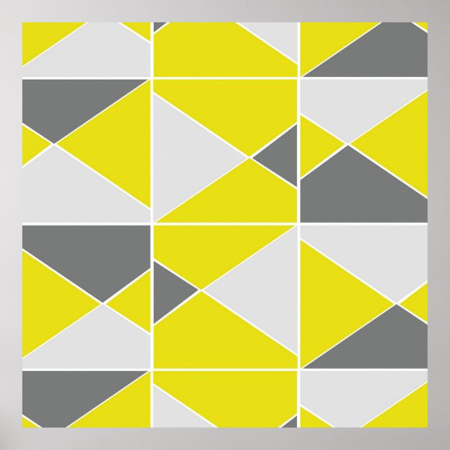 Yellow Grey Geometric Pattern Poster (Front)