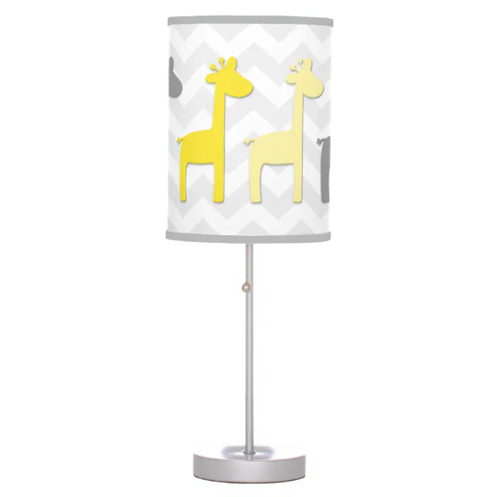Yellow Grey Giraffe Nursery Lamp, Giraffe Nursery Lampshade