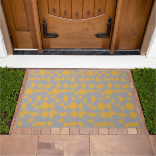 Yellow Grey Modern Elegant Geometric Tribal Doormat