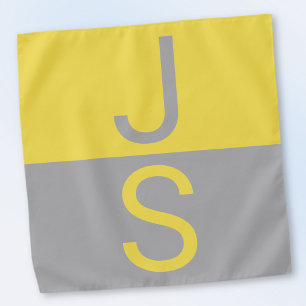 Yellow & Grey Modern Initials Monogram Bandana