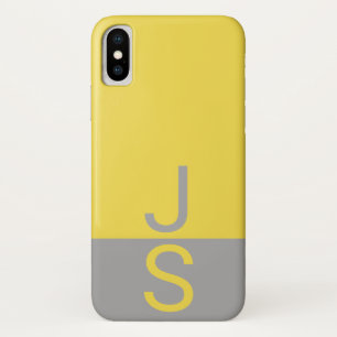 Yellow & Grey Modern Initials Monogram iPhone X Case