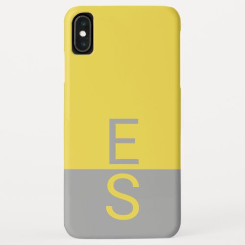 Yellow  Grey Modern Initials Monogram iPhone XS Max Case