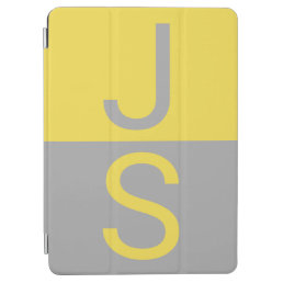 Yellow &amp; Grey Modern Initials Monogram iPad Air Cover