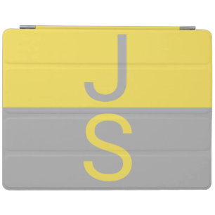 Yellow & Grey Modern Initials Monogram iPad Smart Cover