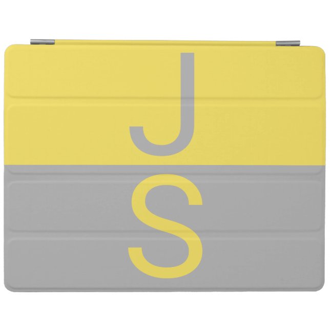 Yellow & Grey Modern Initials Monogram iPad Smart Cover (Horizontal)