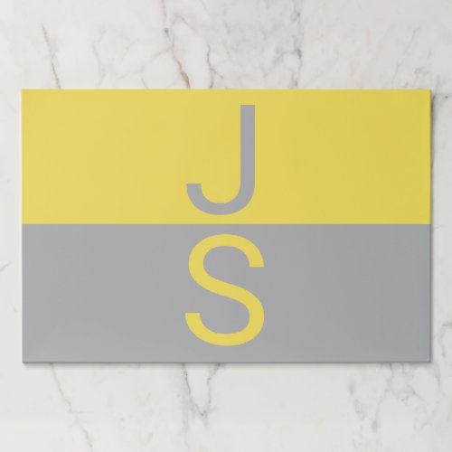 Yellow  Grey Modern Initials Monogram Paper Pad