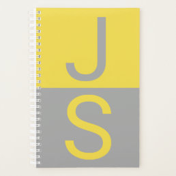 Yellow &amp; Grey Modern Initials Monogram Planner