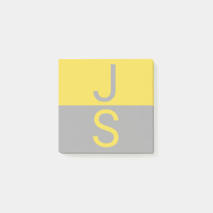 Yellow & Grey Modern Initials Monogram Post-it Notes