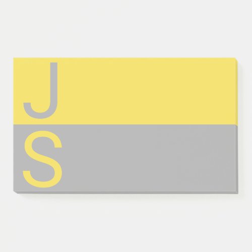 Yellow  Grey Modern Initials Monogram Post_it Notes