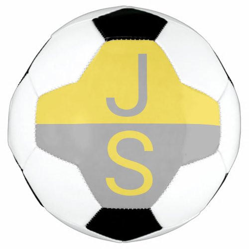 Yellow  Grey Modern Initials Monogram Soccer Ball