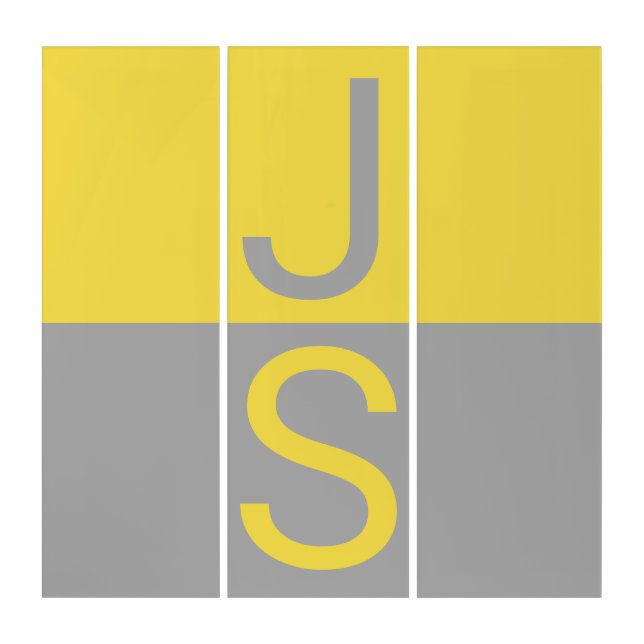 Yellow & Grey Modern Initials Monogram Triptych (Front)